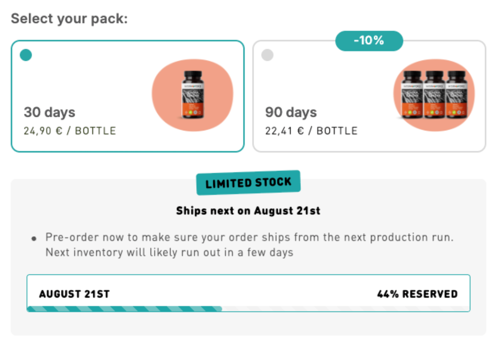 Pre-order widgets